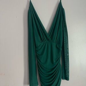 Fashion Nova Teal Long Sleeve Dress